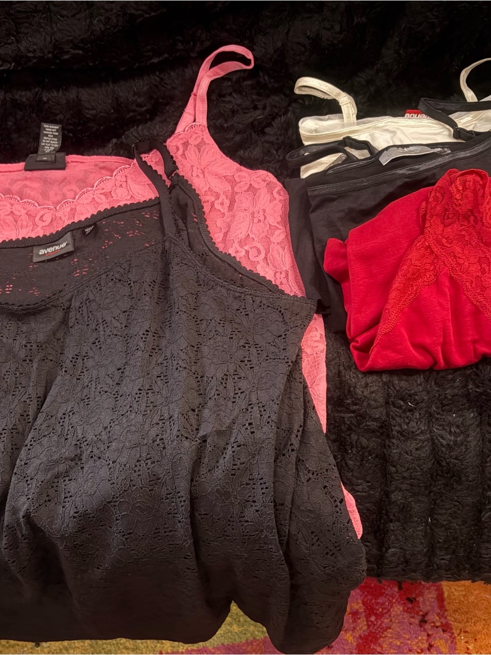 Avenue Lace Camis: Pink, Red, White and Black Etc